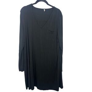 Soma V-Neck Long-Sleeved Night Shirt Nightgown Women's Size XL Black Soft